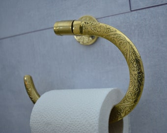 Unlacquered Brass Towel Holder, Handcrafted Powder Room Holder