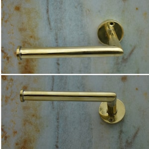 Porta carta igienica in ottone non laccato, porta rotolo per bagno artigianale