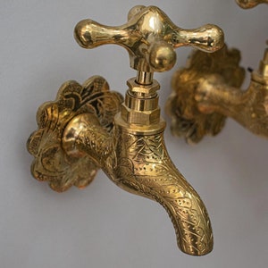Unlacquered Brass Small brass water tap vintage, water Spigot, antique vintage faucet, bronze spigot, Moroccan Style, garden water tap