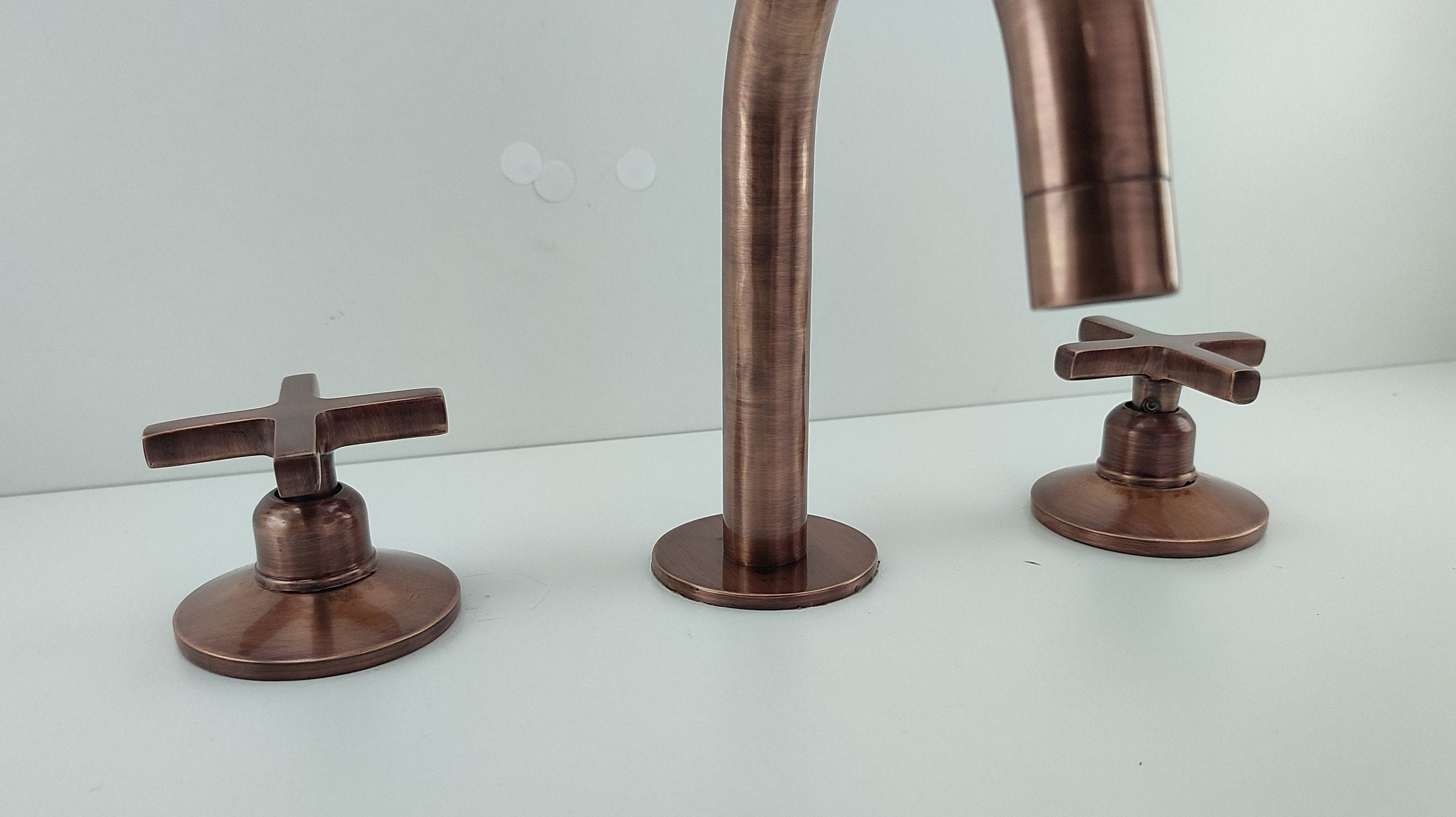 Copper Bathroom Vanity 3 Holes Faucet, Deck Mount Faucet, Copper ...