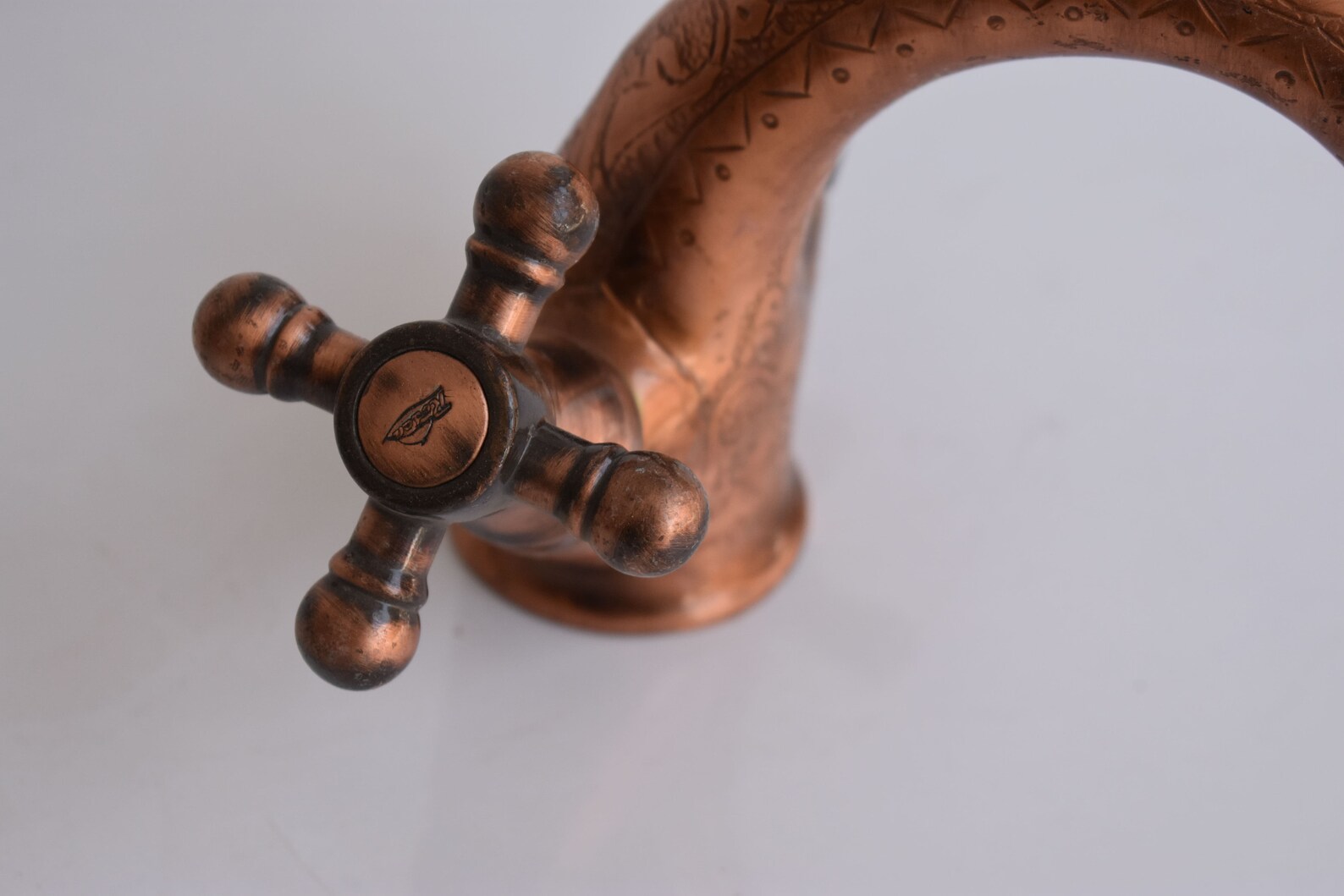 Copper Single Hole Bathroom Faucet, Engraved Bathroom Vanity Faucet - Etsy