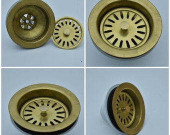 Unlacquered Brass Kitchen Sink Strainer, Sink Waste, Strainer Basket, Drain Cover & Basket Strainer