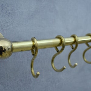 Unlacquered Brass Pot Rack Vintage Handmade Gold Brass Pot Rack Rustic ...