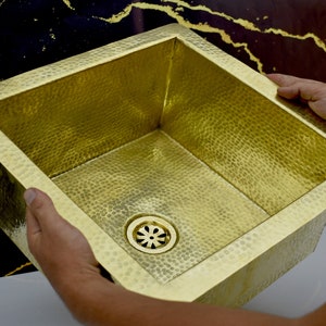 Solid Brass Undermount Hammered Sink, Kitchen Bar Sink, Island Sink, Unlacquered Brass Outdoor Sink