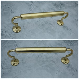 Unlacquered Brass Towel Rail, Handmade Towel Bar