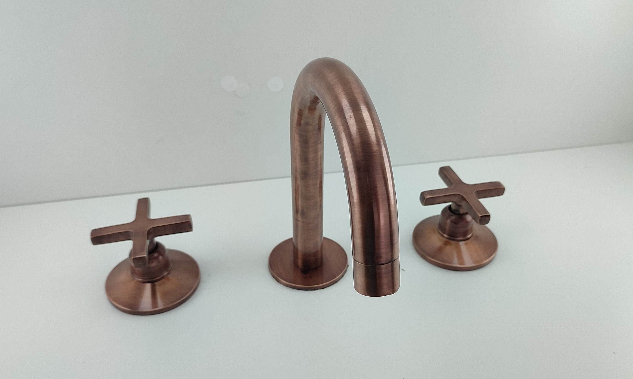 Copper Bathroom Vanity 3 Holes Faucet, Deck Mount Faucet, Copper ...