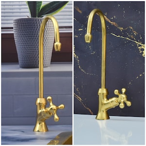 Unlacquered Brass Cold Water Faucet - Water Dispenser Faucet, Single Hole Cold Water Filter Faucet