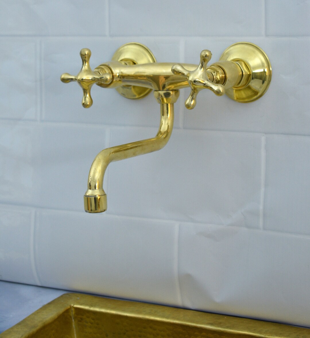 DuraSteel Wall Mount Commercial Wok Range Faucet - 14" Swivel Spout, Brass Construction, Chrome Finish