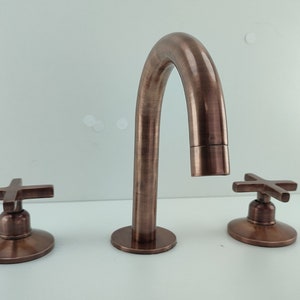 Copper Bathroom Vanity 3 Holes Faucet, Deck Mount Faucet, Copper ...