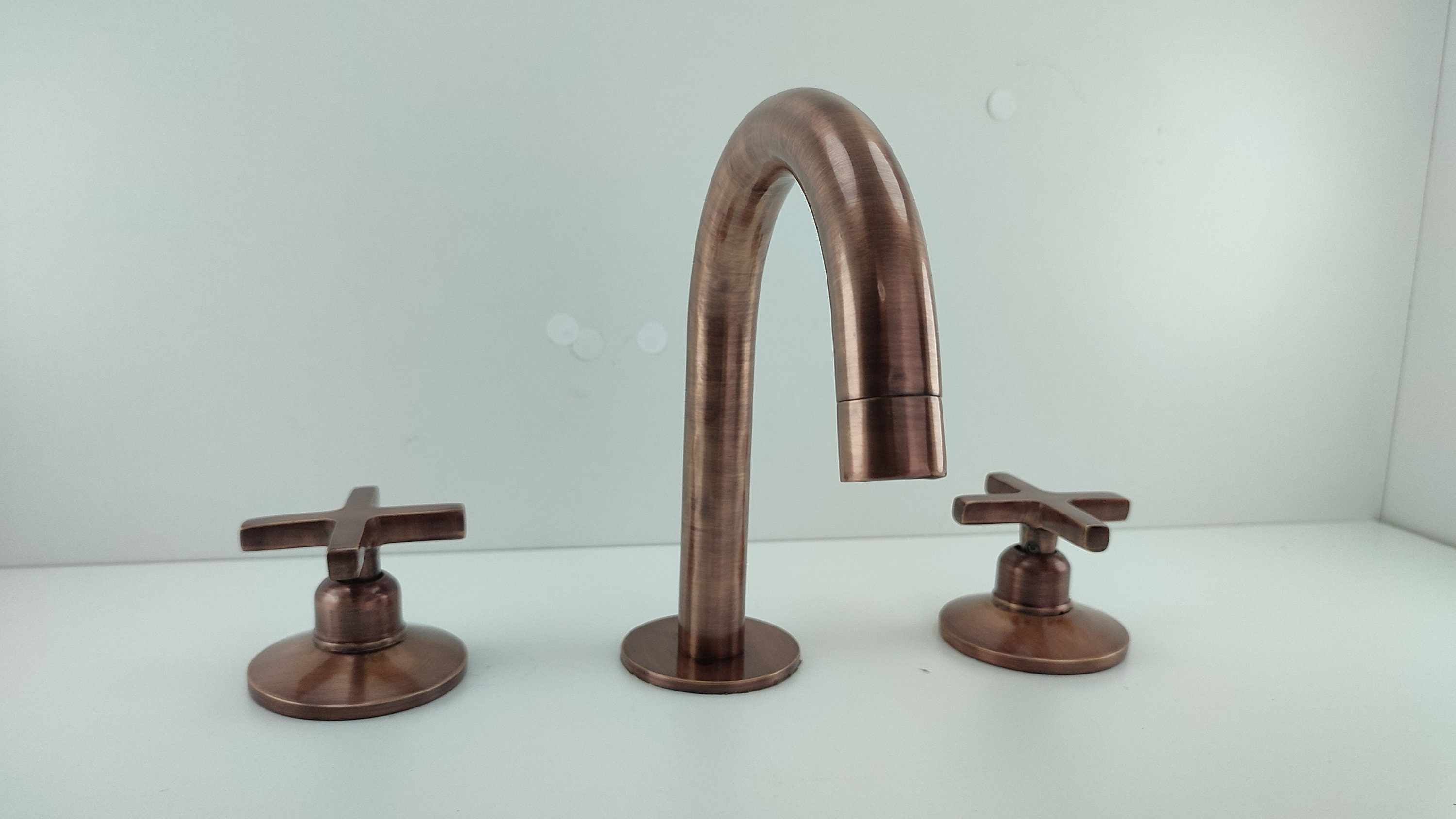 Copper Bathroom Vanity 3 Holes Faucet, Deck Mount Faucet, Copper ...