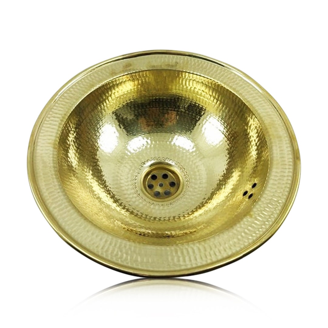Hammered Moroccan Sink Bowl, Gold Brass Moroccan Vessel Sink, Vintage