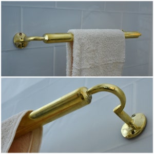 Unlacquered Brass Towel Rod Holder For Bathroom – Solid Brass Handmade Towel Rod