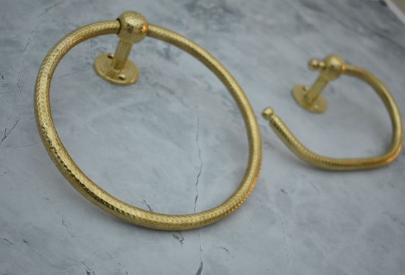Hammered Brass Toilet Paper Holder, Brass towel holder, Brass Roll Holder For Bathroom,Toilet Roll Holder, towel hanging ring