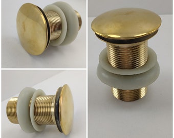 Unlacquered brass sink drain, Solid Brass Drain, Pop Up Drain