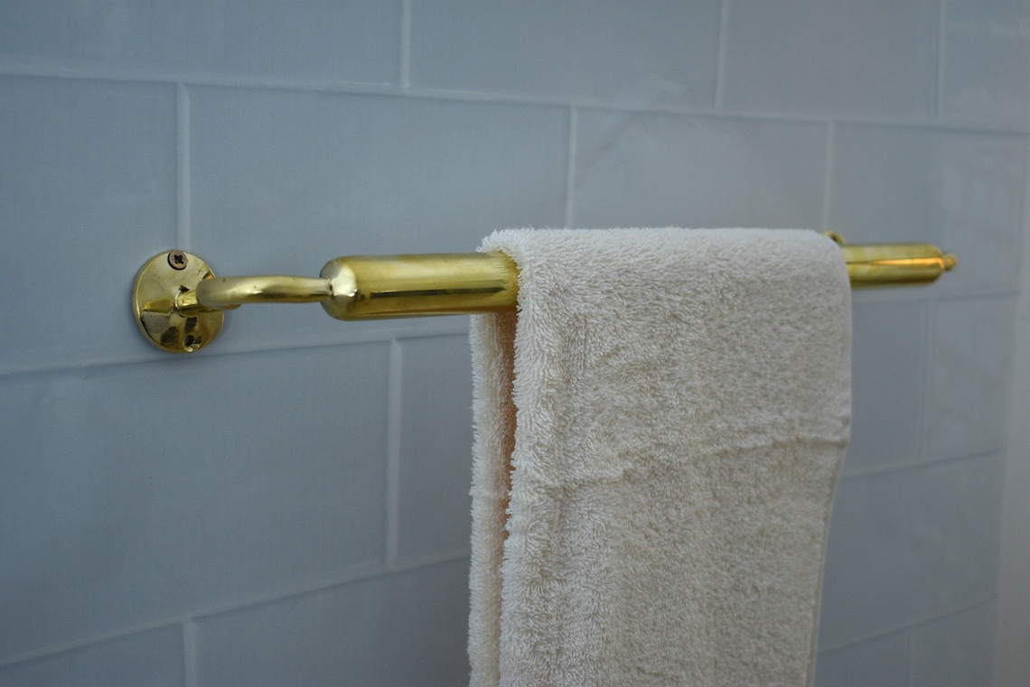 Unlacquered Brass Towel Rod Holder for Bathroom Solid Brass Handmade Towel Rod - Etsy