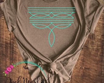 Boot Stitch Tshirt/Western Shirt/Cowgirl Shirt/Womens Shirt/Rodeo Shirt/DTF Print