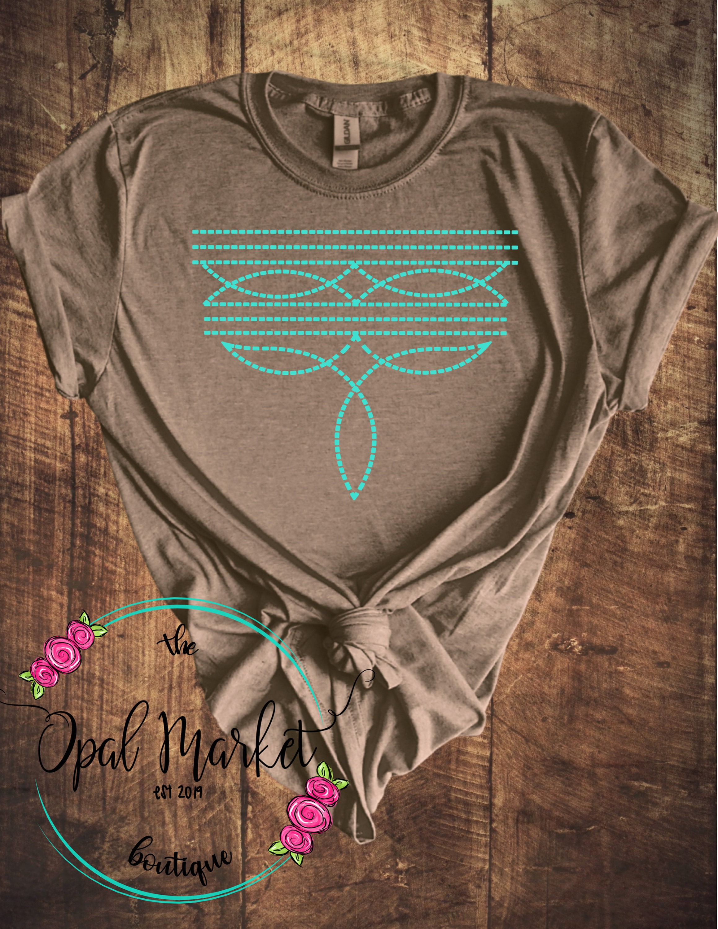 Camiseta con puntada de bota/Camisa vaquera/Camisa de mujer/Camisa de rodeo/Estampado DTF
