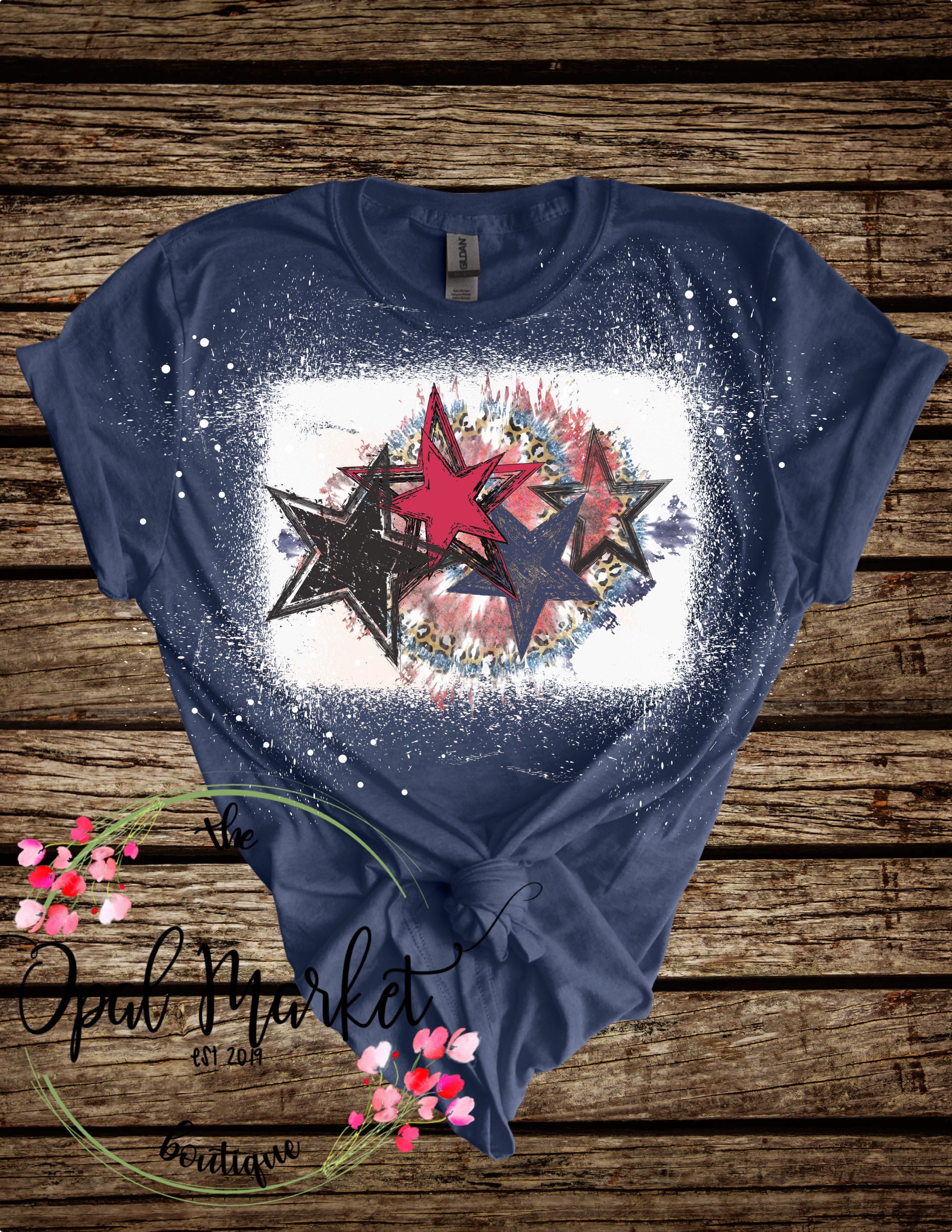 Red White Blue Stars Shirt, Bleach Distressed 4th July Tee - Etsy