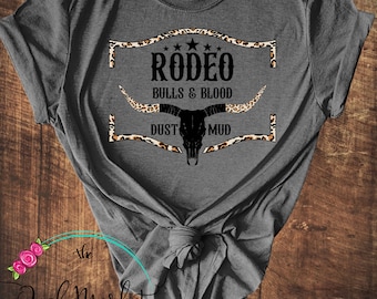 Vintage Distressed Rodeo Bull Skull Tee - Western Concert Shirt