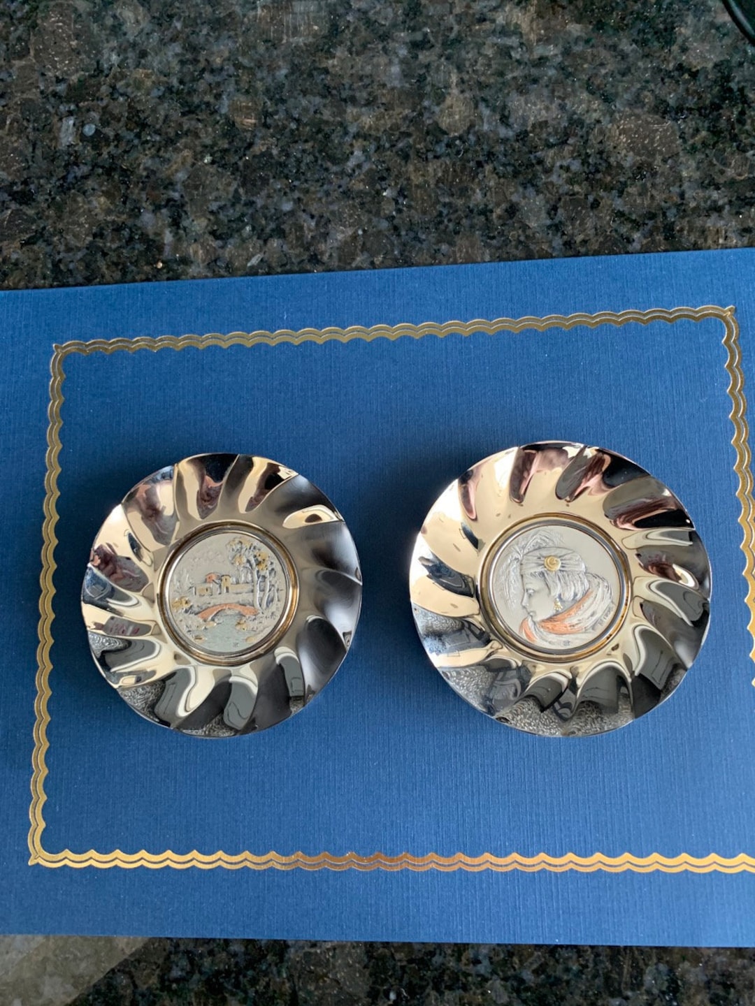Vintage Italian Arg 1000 Silver Plated and Silver/gold