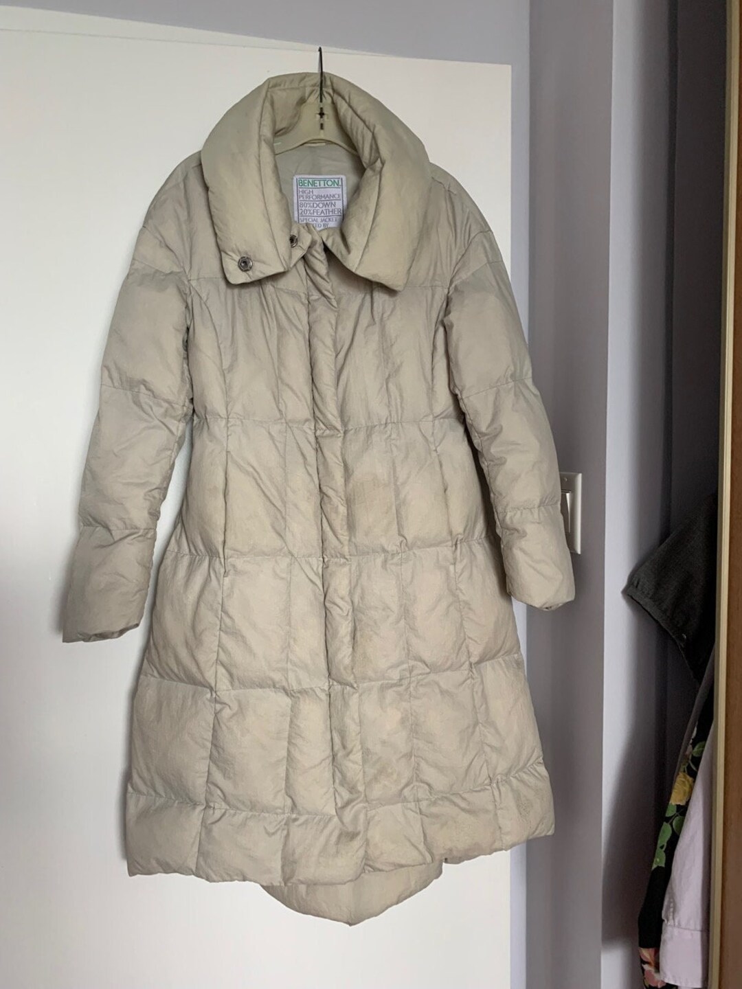 Benetton Vintage Women s Grey Puffer Jacket Retro Down Winter Long Jacket Etsy Canada