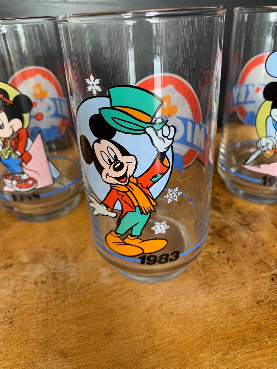 Vintage Walt Disney Drinking Glasses, Mickey Mouse Glasses, 60th