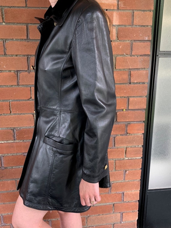 Vintage Istante for Versace Made in Italy Black Leather Jacket 