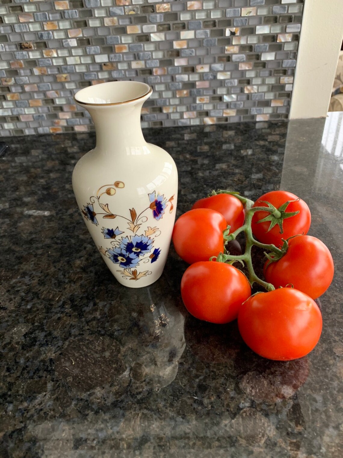 Zsolnay Hungary Porcelain Vase with Cornflower pattern hand Etsy