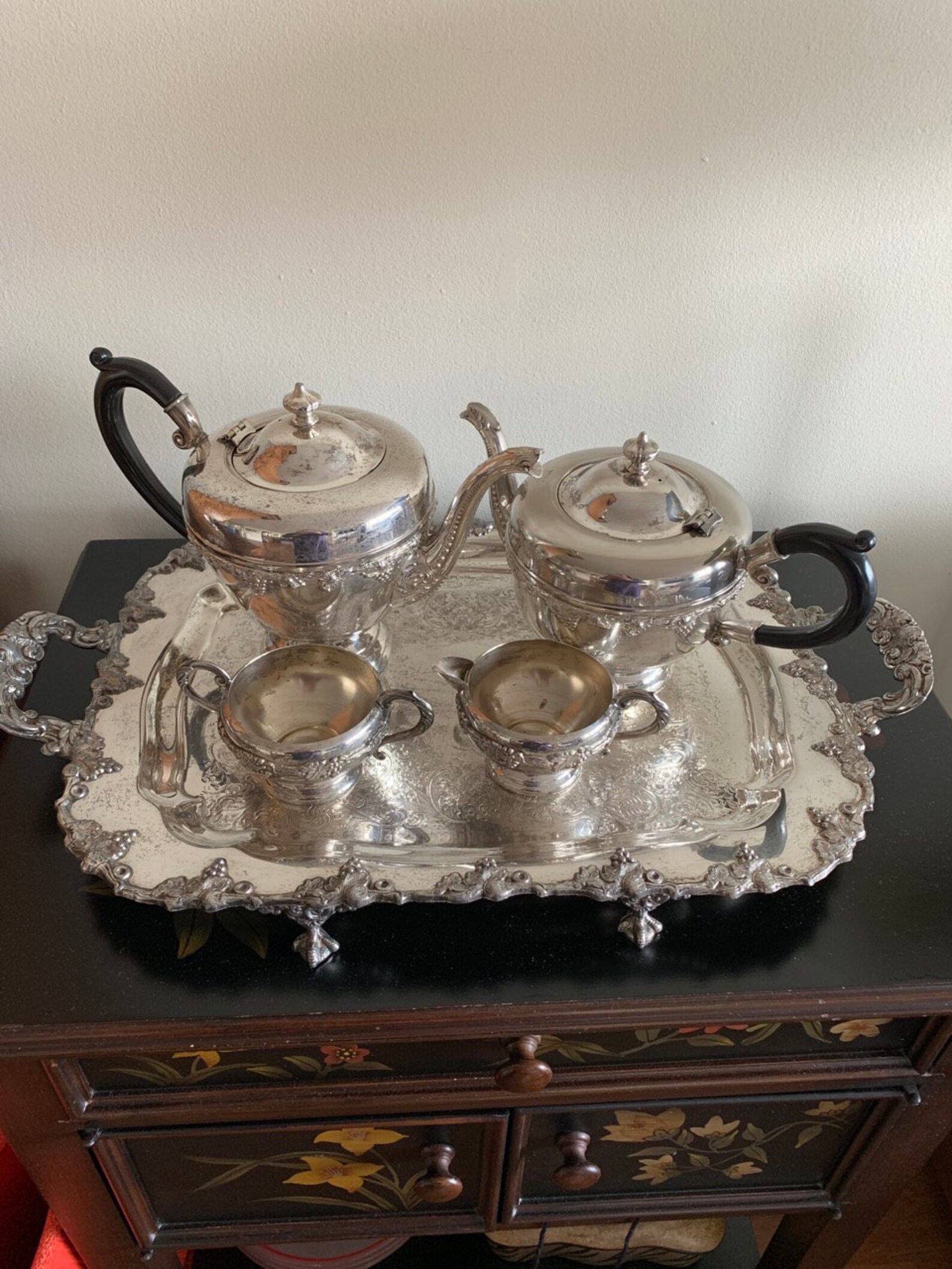 Vintage Hostess Plate Old English Reproduction EP Copper Coffee Tea Set