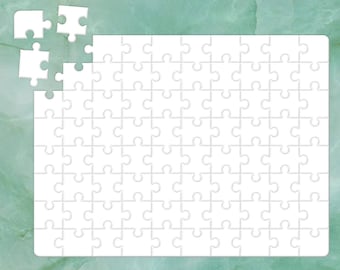 May include: A white jigsaw puzzle with several pieces detached, set against a teal and green marbled background. The puzzle is mostly assembled, with a few pieces remaining to be placed. The pieces are interlocking and have a classic shape.