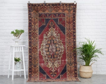 Medium Wool Anatolian Rug Kitchen Rug Boho Rug Entryway Carpet Beige Turkish Area Rug 4x7 Oushak Rug 4x7 Vintage Rug Bedroom Rug