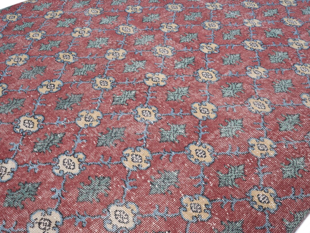 6x9 Vintage Rug, Red Turkish Area Rug, Bedroom Rug, Wool Anatolian
