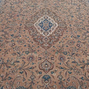 9x12 Vintage Rug, Brown Turkish Rug, 9x12 Oushak Rug, Oversized Rug, Living Room Rug, Dining Room Rug, Antique Rug, 9x12 Rug, Antique Rug image 1