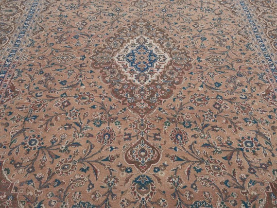 9x12 Vintage Rug, Brown Turkish Rug, 9x12 Oushak Rug, Oversized Rug, Living Room Rug, Dining Room Rug, Antique Rug, 9x12 Rug, Antique Rug