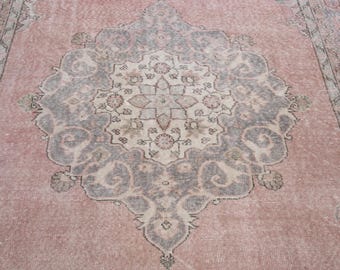 6x10 Vintage Rug, Pink Turkish Area Rug, Bedroom Rug, Wool Anatolian Oushak Carpet, Living Room Rug, Boho Rug, Antique Rug, Decorative Rug