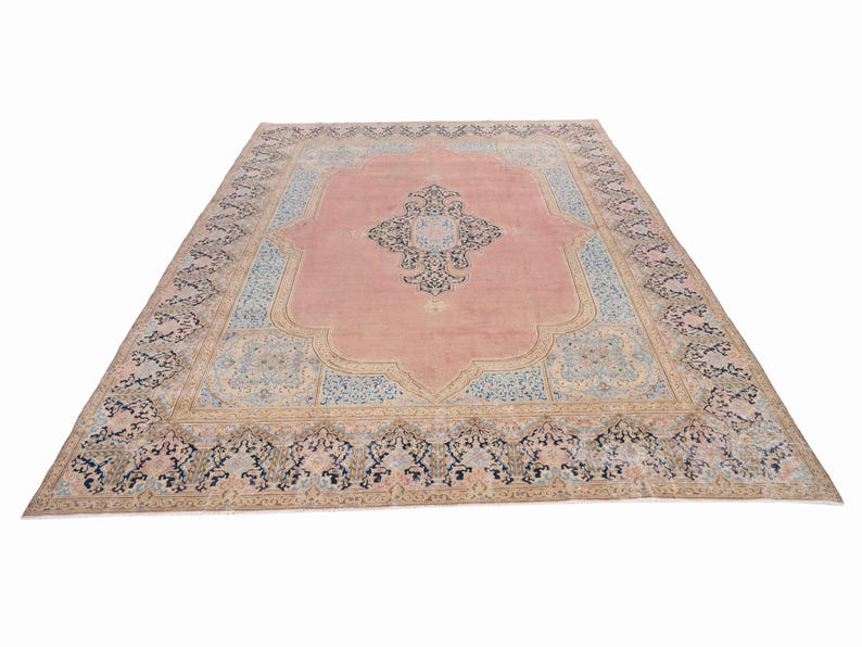 10x14 Vintage Rug, Pink Turkish Rug, 10x14 Oushak Rug, Oversized Rug, Living Room Rug, Dining Room Rug, Rare Rug, Antique Carpet image 2