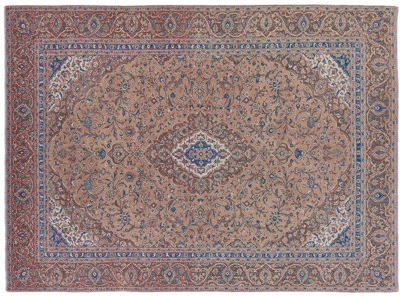 9x12 Vintage Rug, Brown Turkish Rug, 9x12 Oushak Rug, Oversized Rug, Living Room Rug, Dining Room Rug, Antique Rug, 9x12 Rug, Antique Rug image 10