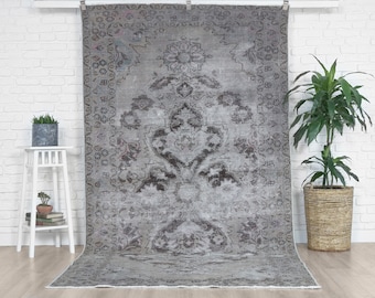 5x10 Vintage Rug, Gray Turkish Area Rug, Bedroom Rug, Neutral Rug, Living Room Rug, Boho Rug, Antique Rug, Faded Rug, Worn Rug, Muted Rug