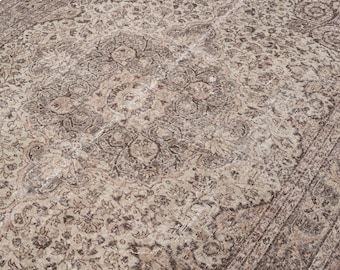 7x10 Vintage Rug, Brown Turkish Area Rug, Bedroom Rug, Neutral Rug, Faded Rug, Living Room Rug, Boho Rug, Antique Rug, Rare Rug, Wool Rug