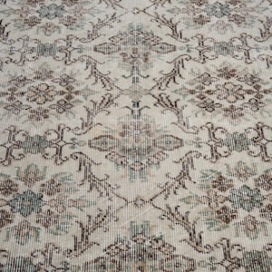 6x9 Vintage Rug, Beige Turkish Area Rug, Ivory Rug, Neutral Rug, Living Room Rug, Boho Rug, Antique Rug, Faded Rug, Worn Rug, Muted Rug