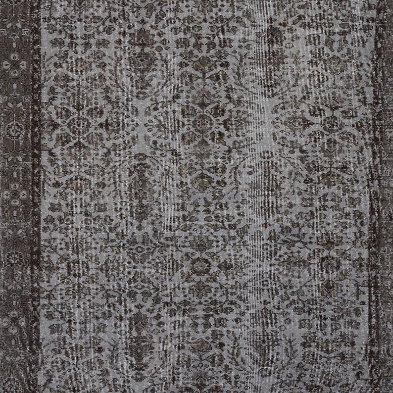 Gray Vintage Rug 6x9 Turkish Rug Floral Oushak Rug Large Etsy