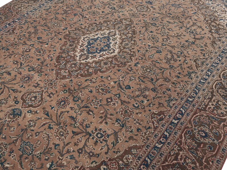 9x12 Vintage Rug, Brown Turkish Rug, 9x12 Oushak Rug, Oversized Rug, Living Room Rug, Dining Room Rug, Antique Rug, 9x12 Rug, Antique Rug image 4
