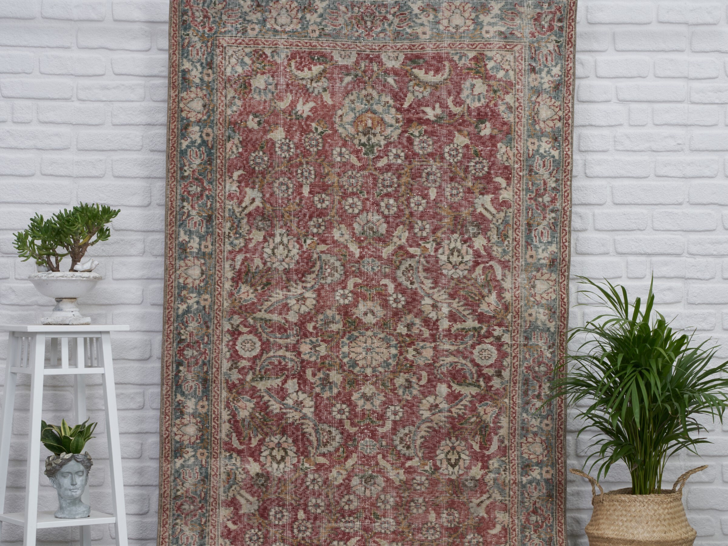 4x8 Vintage Rug Red Turkish Area Rug 4x8 Oushak Rug Bedroom Etsy