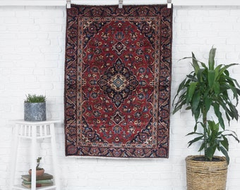 3x4 Vintage Rug, Red Rug, Oushak Rug, Anatolian Rug, Antique Rug, Small Rug, Scatter Rug, Rare Rug, Wool Rug, Kitchen Rug, Entryway Rug