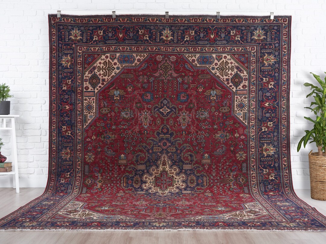 8x11 Vintage Rug, Red Turkish Rug, 8x11 Oushak Rug, Oversized Rug, Living Room Rug, Dining Room