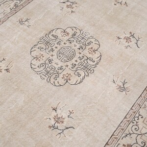 7x10 Vintage Rug, Beige Turkish Area Rug, Bedroom Rug, Wool Anatolian Oushak Carpet, Living Room Rug, Boho Rug, Antique Rug, Decorative Rug