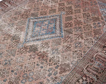 7x10 Vintage Rug, Red Turkish Area Rug, Bedroom Rug, Wool Anatolian Oushak Carpet, Living Room Rug, Boho Rug, Antique Rug, Decorative Rug