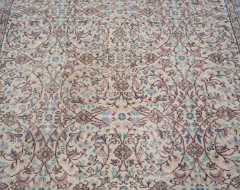 6x10 Vintage Rug, Beige Turkish Area Rug, Bedroom Rug, Wool Anatolian Oushak Carpet, Living Room Rug, Boho Rug, Antique Rug, Decorative Rug