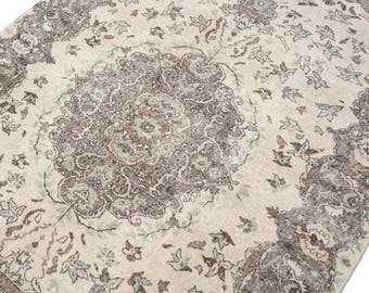 6x10 Vintage Rug, Beige Turkish Area Rug, Bedroom Rug, Wool Anatolian Oushak Carpet, Living Room Rug, Boho Rug, Antique Rug, Decorative Rug