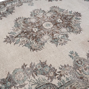 7x10 Vintage Rug, Beige Turkish Area Rug, Bedroom Rug, Wool Anatolian Oushak Carpet, Living Room Rug, Boho Rug, Antique Rug, Decorative Rug